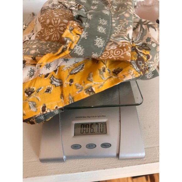 Patchwork Print Button Down Top Women Bubble Style Ruffles Trim HiLo Hem 18 XL - Picture 13 of 13